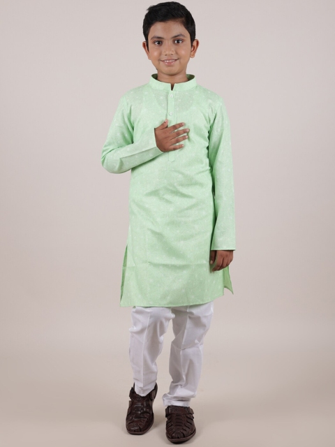 

Pothys Boys Pista Green Pure Cotton Kurta With Pyjama