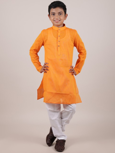 

Pothys Boys Orange Pure Cotton Kurta With Pyjama Set