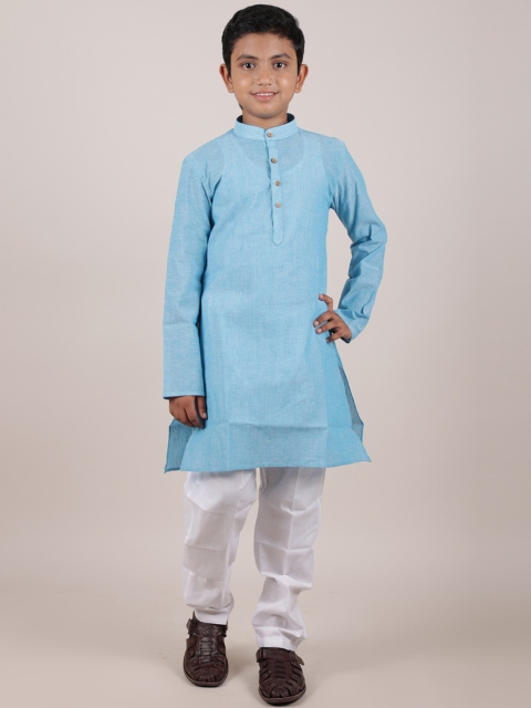 

Pothys Boys Blue Pure Cotton Kurta with Churidar