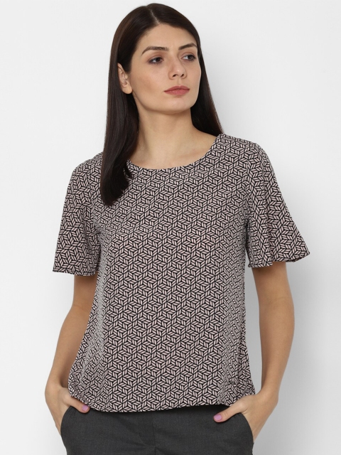 

Allen Solly Woman Black Geometric Print Top