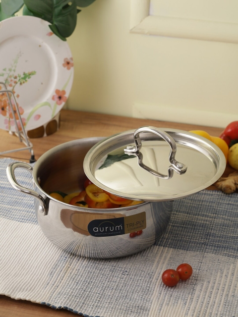 

AURUM Silver-Toned Stainless Steel Cook & Serve Casserole