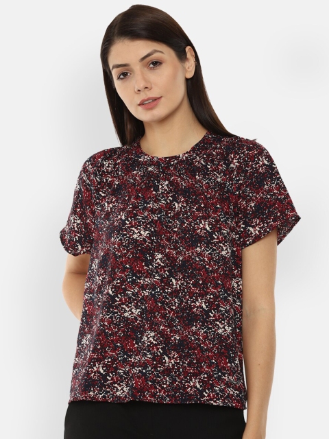 

Van Heusen Woman Maroon & Black Floral Print Top