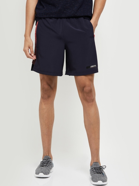 

max Men Navy Blue Solid Regular Fit Sports Shorts