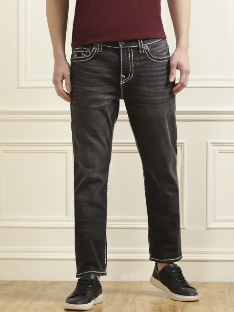 

True Religion Men Grey Cotton Mid-Rise Jeans