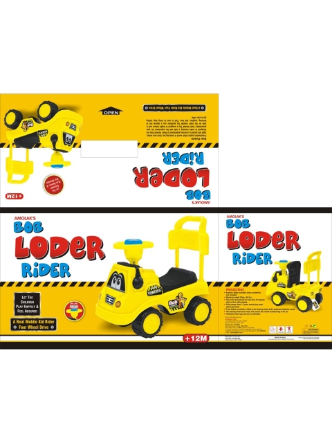 

UNITED AGENCIES Kids Yellow & Black BOB Loader Rider Ride-On Toy