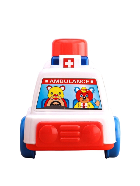 

UNITED AGENCIES Kids White & Red Push n Go Ambulance Toy Vehicle