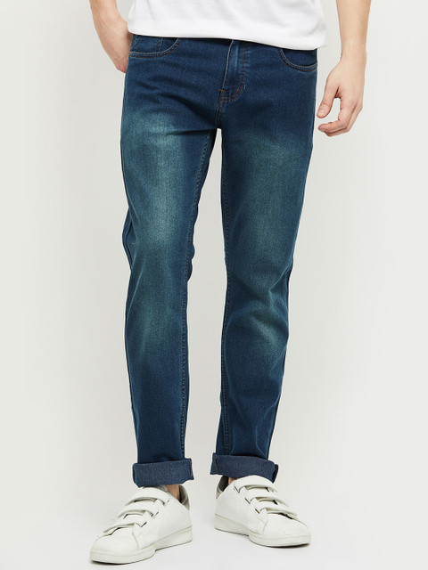 

max Men Navy Blue Mid-Rise Heavy Fade Jeans