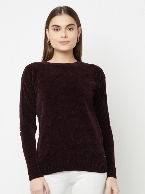 

METTLE Women Burgundy Solid Pullover