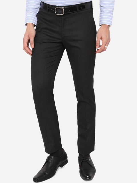 

Greenfibre Men Black Checked Slim Fit Formal Trousers
