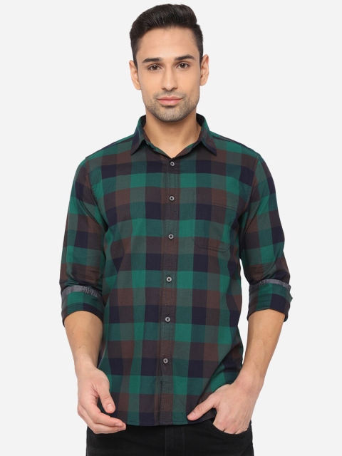 

JADE BLUE Men Green Slim Fit Buffalo Checks Checked Casual Shirt