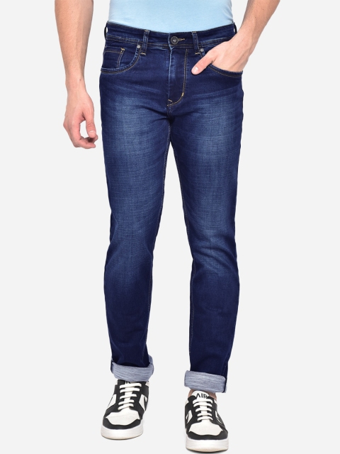 

JADE BLUE Men Navy Blue Straight Fit Mid-Rise Light Fade Washed Cotton Stretchable Jeans