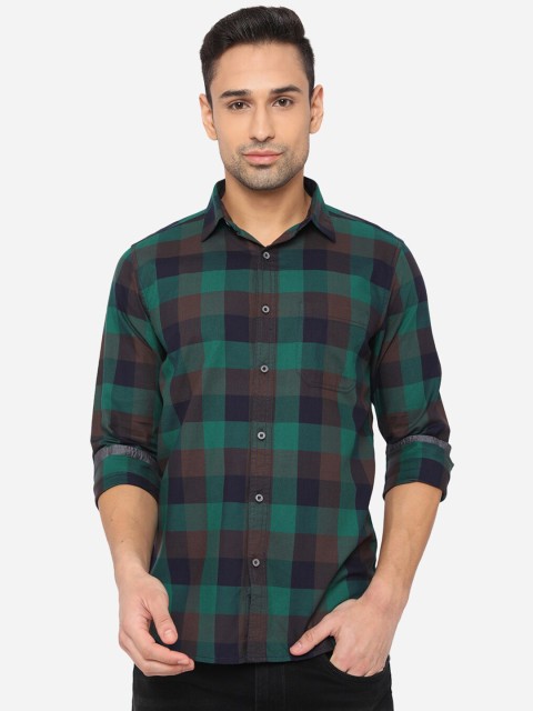 

JADE BLUE Men Green Slim Fit Buffalo Checks Checked Casual Shirt