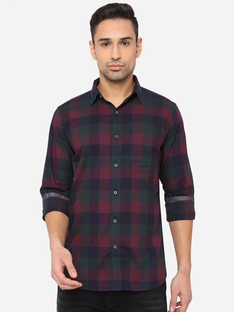 

JADE BLUE Men Multicoloured Cotton Slim Fit Checked Casual Shirt, Multi