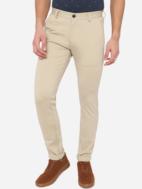 

JADE BLUE Men Beige Slim Fit Chinos Trousers