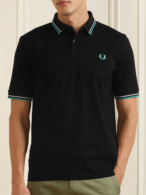 

Fred Perry Men Black Solid Pure Cotton Applique T-shirt