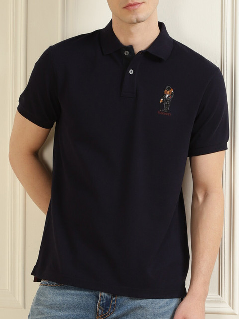 

HACKETT LONDON Men Navy Blue Polo Collar T-shirt