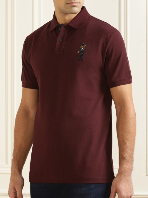

HACKETT LONDON Men Red Polo Collar Pure Cotton T-shirt