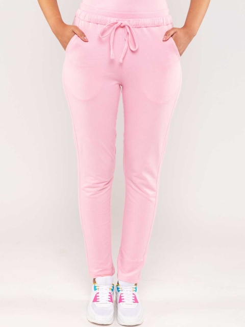 

BLUEAGE Women Pink Slim Fit Solid Track Pants