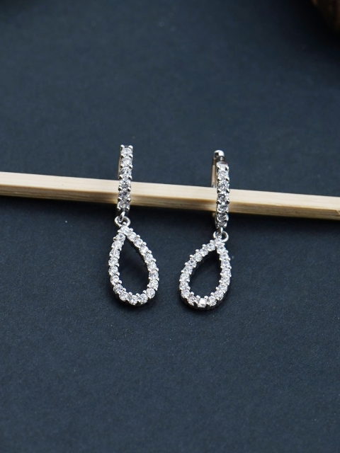 

Studio Voylla Silver-Toned & Plated Teardrop Shaped Drop Earrings