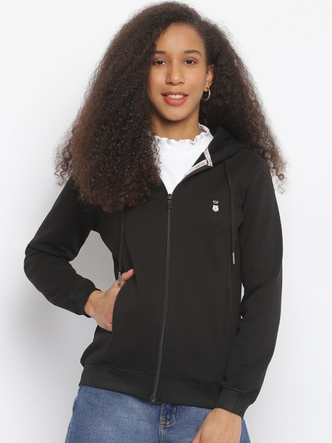 

Her Grace Women Black Solid Fleece Hooded Sweatshirt