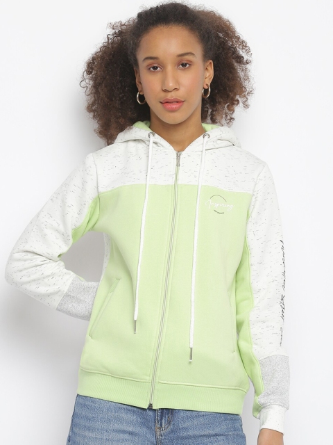 

Her Grace Women Green & Grey Colourblocked Hooded Sweatshirt