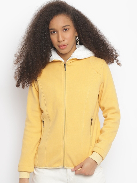 

Her Grace Women Yellow Solid Fleece Hooded Sweatshirt