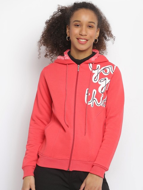 

Her Grace Women Red & White Typography Printed Hooded Sweatshirt