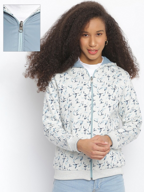 

Her Grace Women Off White Printed Hooded Sweatshirt