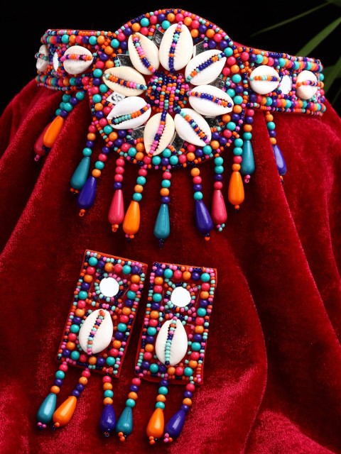 

Sargi Silver-Plated Multi-Coloured Bead Studded Jewellery Set