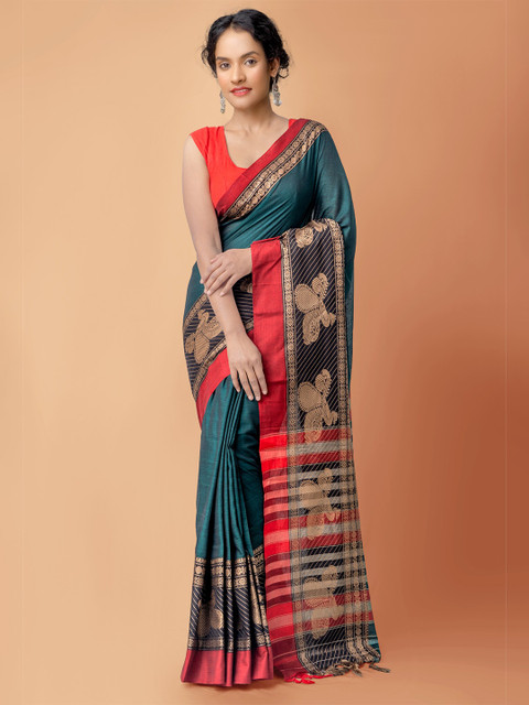 

Unnati Silks Women Green Woven Design