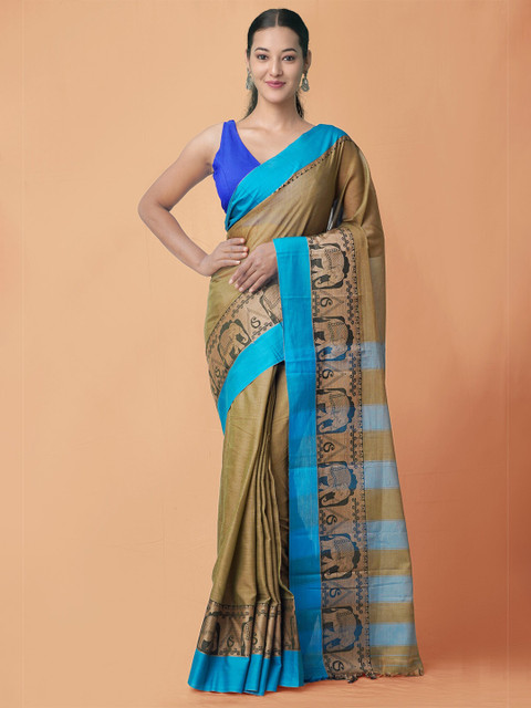 

Unnati Silks Women Green Woven Design