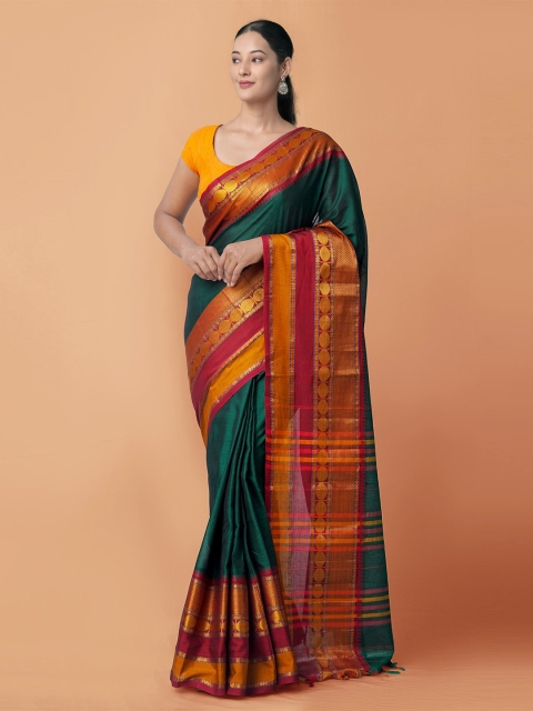 

Unnati Silks Women Green Woven Design