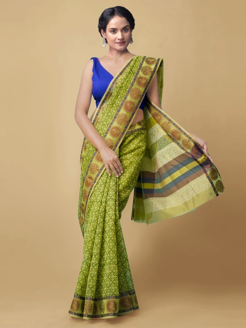 

Unnati Silks Women Green Woven Design