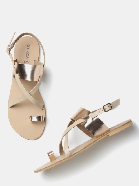 

DressBerry Women Rose Gold-Toned Solid Open-Toed Flats