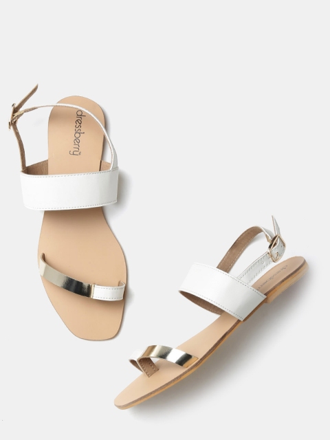 

DressBerry Women White Colourblocked Open-Toed Flats