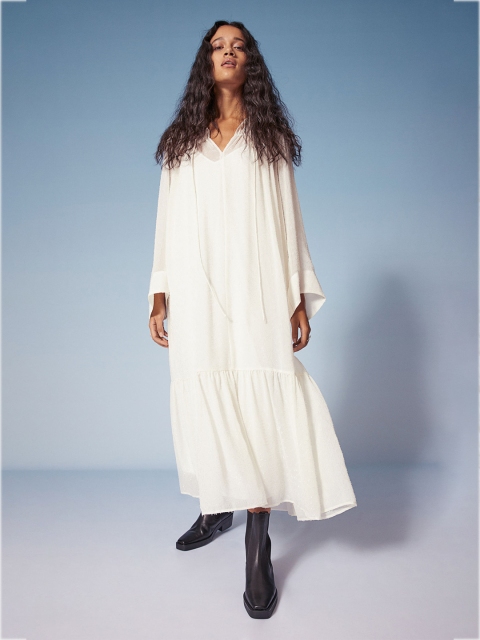 

H&M Women White Chiffon Maxi Dress