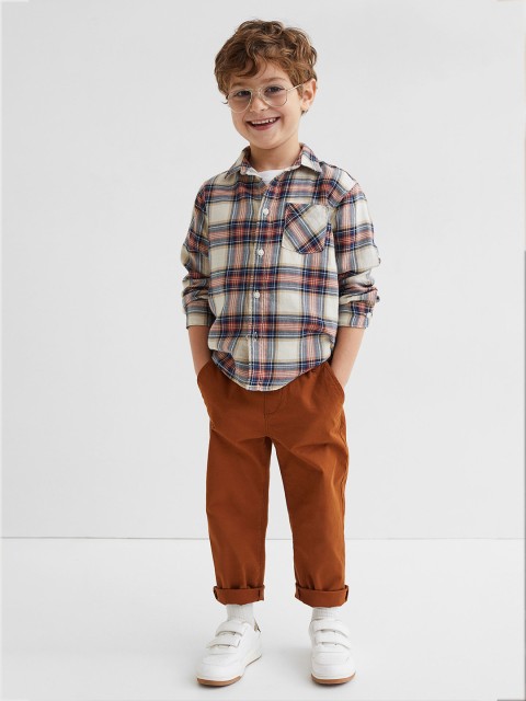 

H&M Boys Beige Checked Cotton Shirt