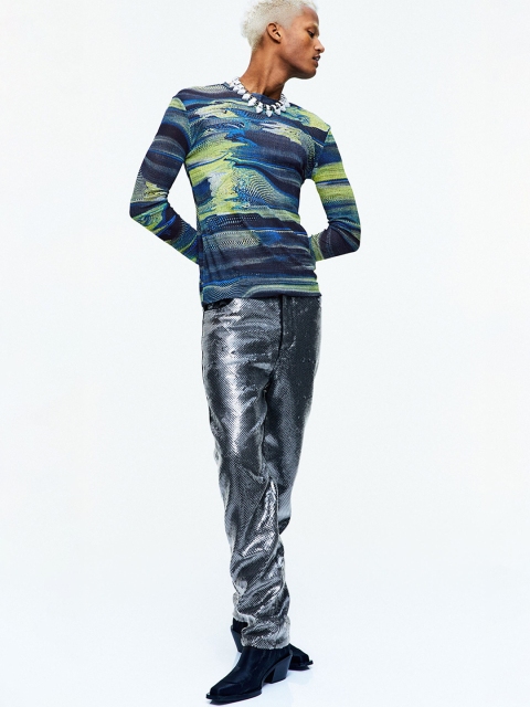 

H&M Men Multicoloured Printed Long-Sleeved Top, Multi