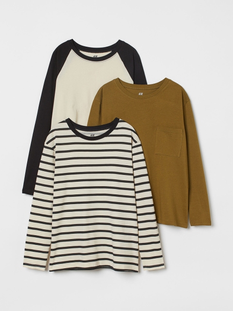 

H&M Boys Green & Beige 3-Pack Jersey Tops