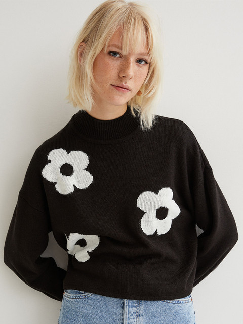 

H&M Women Black Jacquard-Knit Jumper