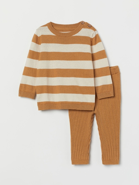 

H&M Boys Beige & Brown Striped 2-piece set