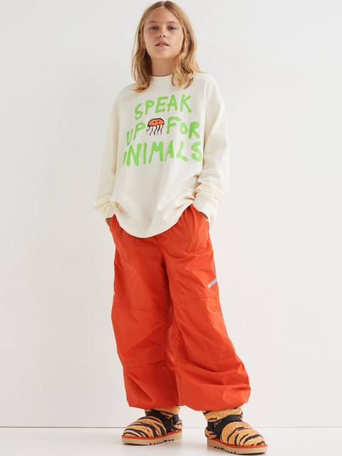 

H&M Girls Orange Water-repellent Nylon Parachute Trousers