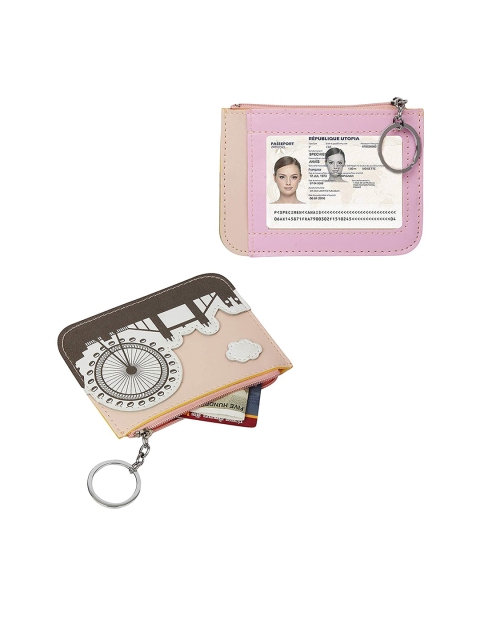 

Instabuyz Orange Applique Zip Around Wallet With Key Chain