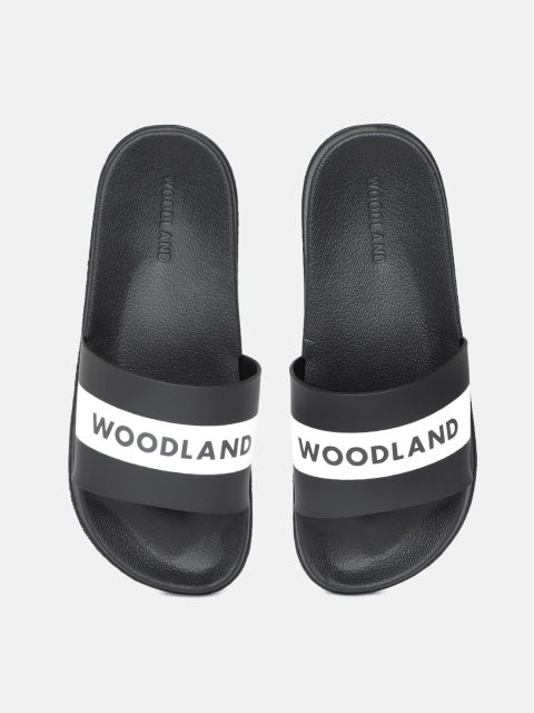 

Woodland Men Black & White Brand Logo Print Sliders