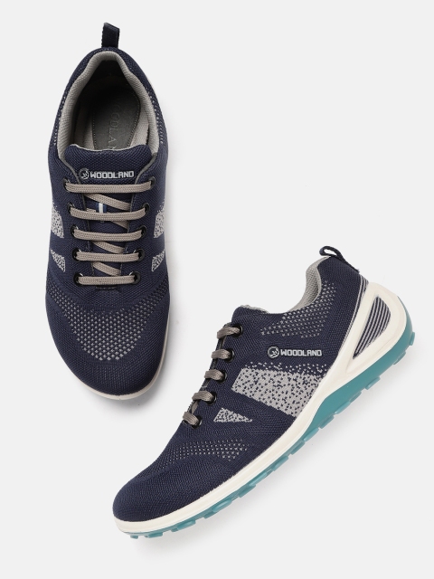 

Woodland Men Navy Blue & Grey Woven Design Sneakers