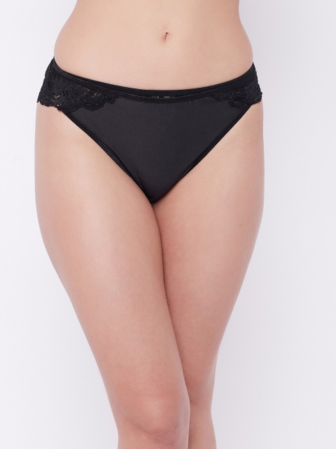 

SECRETS BY ZEROKAATA Women Black Solid Self-Design Lace Bikini Briefs