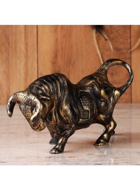 

Ferns N Petals Copper-Toned & Black Bull Statue Showpiece
