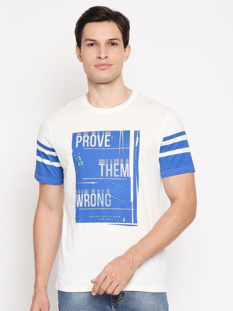 

Lee Cooper Men White Typography Printed Raw Edge T-shirt