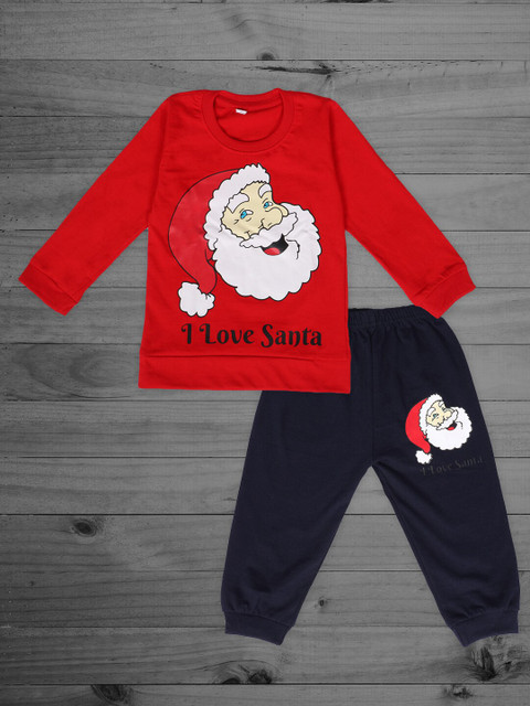 

Fashitale Unisex Kids Red & Blue Printed T-shirt with Joggers