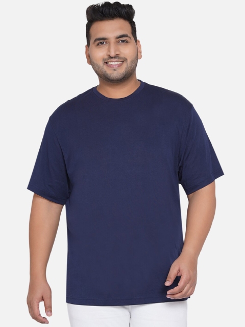 

Santonio Men Navy Blue Raw Edge T-shirt